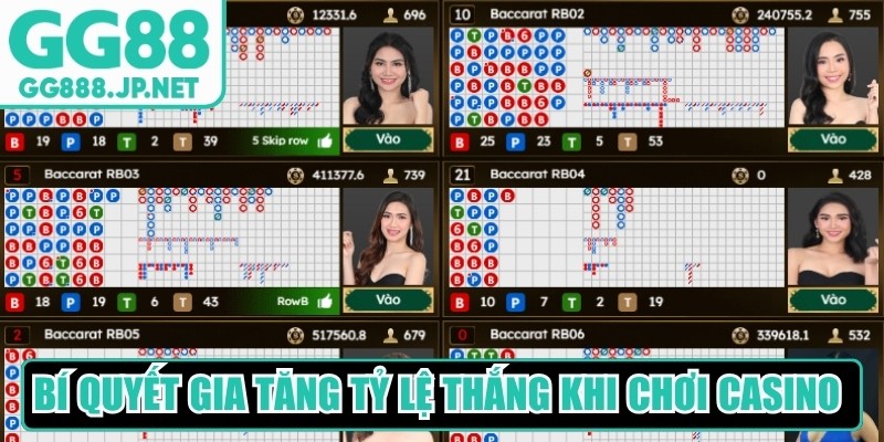 Bí quyết gia tăng tỷ lệ thắng khi chơi Casino tại GG88